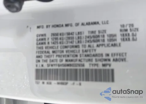 2021 Honda Pilot Awd Ex-L z USA, uszkodzony, nr VIN 5FNYF6H56MB032656